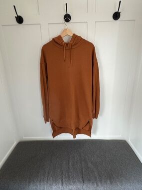 Tunic Sweater Rust, Burnt Orange Slit Side Zipper Tunic, Hoodie, Sweatshirt long